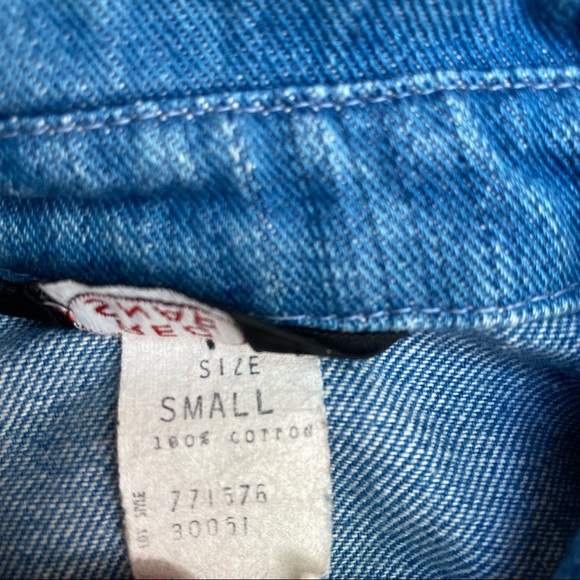 Vintage 1970s Red Snap Denim Utility Shirt - Picture 12 of 14